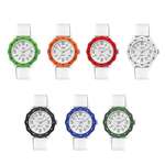 Unisex Colored Bezel Sport Watch w/ Silicone Strap