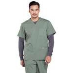 Cherokee Workwear Professionals Men's V-Neck Top w/ Extra Pockets